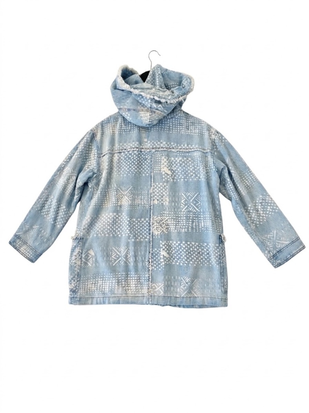 Free People Bleached Printed Hooded Denim Jacket - Picture 2 of 3
